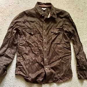 Cowboy Western snap button long sleeve shirt brown